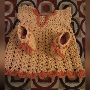 Handmade Beautiful crochet baby dress set